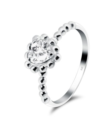 Heart CZ Silver Ring NSR-542